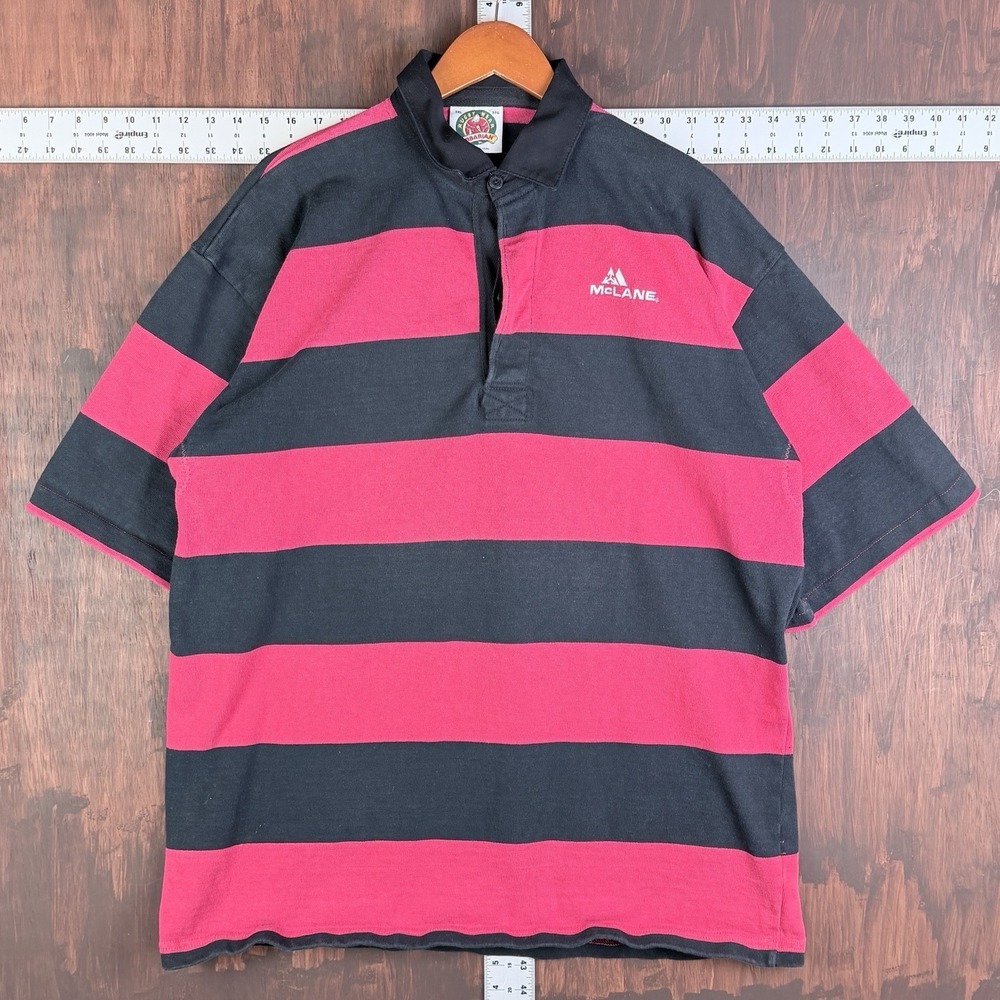 Rugby Wear Barbarian Short Sleeve Polo Shirt Red Black Bred Mens 3XL 90s Vintage